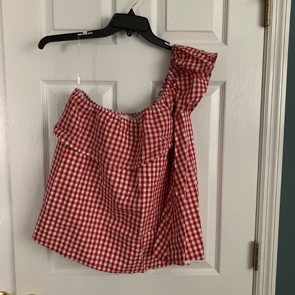 NWT Lauren James Gingham One Shoulder Top - Picture 4 of 4